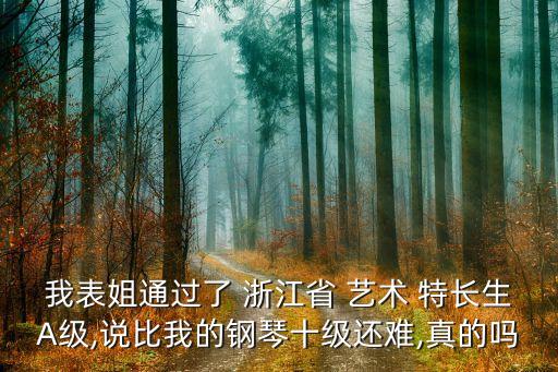 我表姐通过了 浙江省 艺术 特长生A级,说比我的钢琴十级还难,真的吗