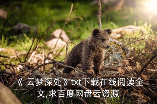《 云梦深处》txt下载在线阅读全文,求百度网盘云资源
