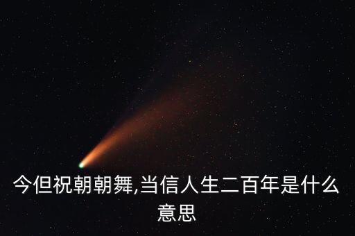 今但祝朝朝舞,当信人生二百年是什么意思