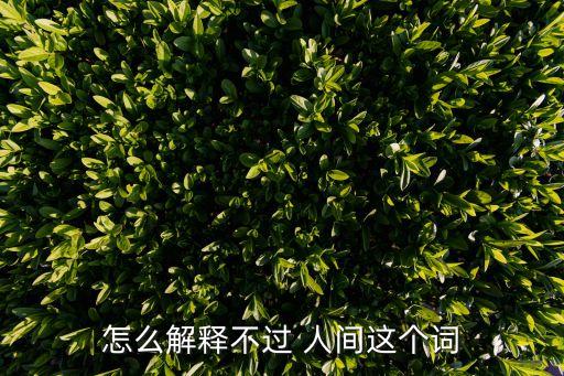 怎么解释不过 人间这个词