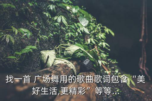 找一首 广场舞用的歌曲歌词包含“美好生活,更精彩”等等...