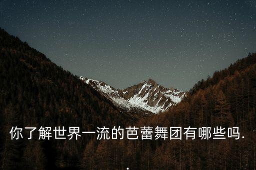 你了解世界一流的芭蕾舞团有哪些吗..