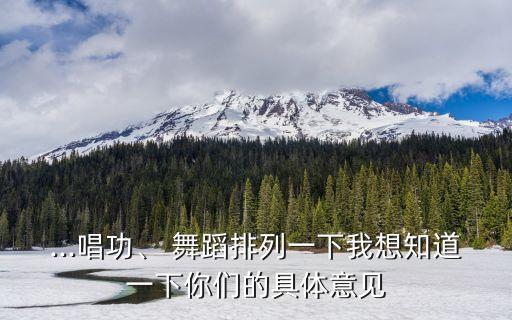 ...唱功、 舞蹈排列一下我想知道一下你们的具体意见