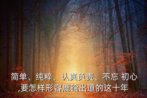  简单、纯粹、认真负责、不忘 初心,要怎样形容鹿晗出道的这十年