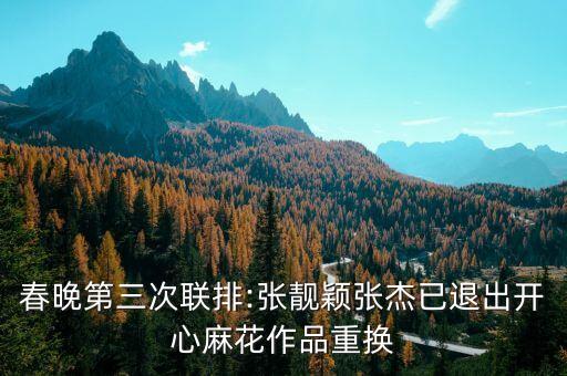 春晚第三次联排:张靓颖张杰已退出开心麻花作品重换