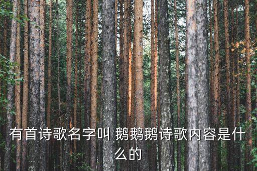 有首诗歌名字叫 鹅鹅鹅诗歌内容是什么的