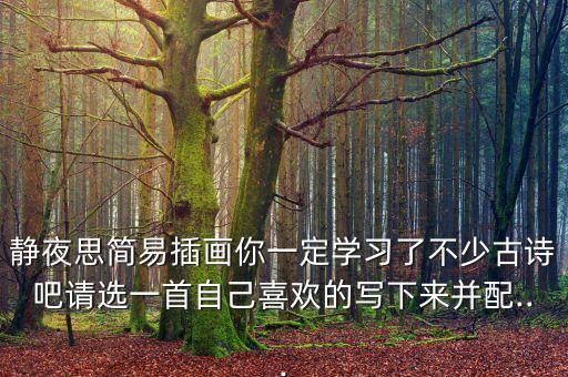 静夜思简易插画你一定学习了不少古诗吧请选一首自己喜欢的写下来并配...