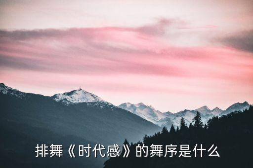  排舞《时代感》的舞序是什么
