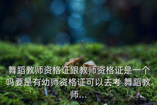  舞蹈教师资格证跟教师资格证是一个吗要是有幼师资格证可以去考 舞蹈教师...