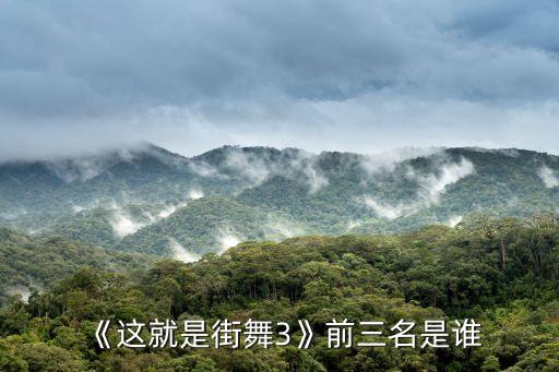 《这就是街舞3》前三名是谁
