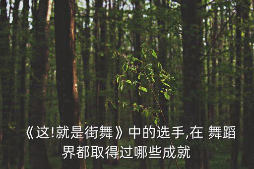 《这!就是街舞》中的选手,在 舞蹈界都取得过哪些成就