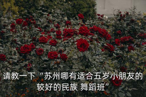 请教一下“苏州哪有适合五岁小朋友的较好的民族 舞蹈班”