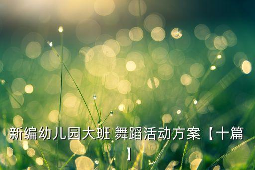 新编幼儿园大班 舞蹈活动方案【十篇】