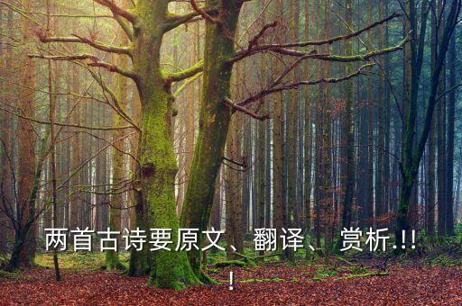 两首古诗要原文、翻译、 赏析.!!!