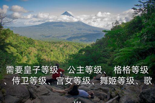 需要皇子等级、公主等级、 格格等级、侍卫等级、宫女等级、舞姬等级、歌...