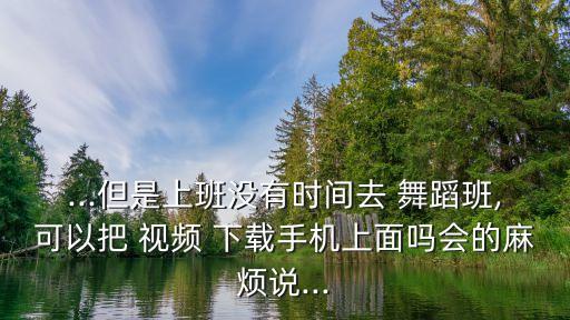 ...但是上班没有时间去 舞蹈班,可以把 视频 下载手机上面吗会的麻烦说...