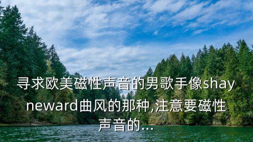 寻求欧美磁性声音的男歌手像shayneward曲风的那种,注意要磁性声音的...