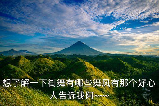 想了解一下街舞有哪些舞风有那个好心人告诉我阿~~~