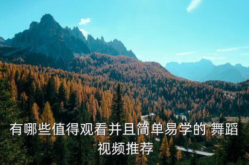 有哪些值得观看并且简单易学的 舞蹈 视频推荐