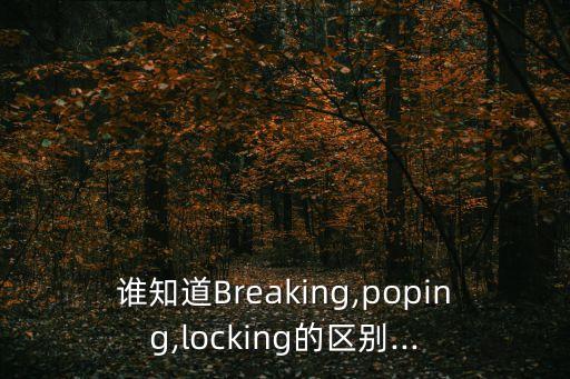 谁知道Breaking,poping,locking的区别...