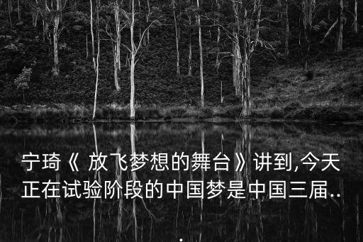 宁琦《 放飞梦想的舞台》讲到,今天正在试验阶段的中国梦是中国三届...