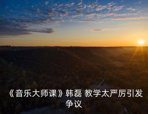 《音乐大师课》韩磊 教学太严厉引发争议