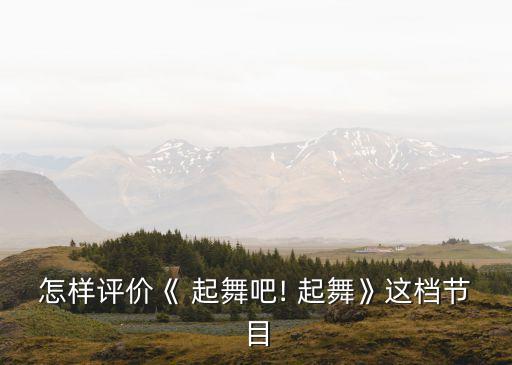 怎样评价《 起舞吧! 起舞》这档节目