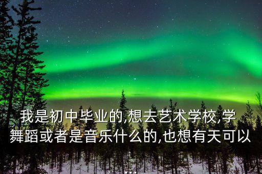 我是初中毕业的,想去艺术学校,学 舞蹈或者是音乐什么的,也想有天可以...