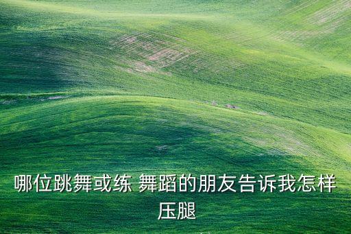 哪位跳舞或练 舞蹈的朋友告诉我怎样 压腿