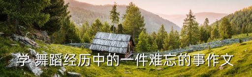 学 舞蹈经历中的一件难忘的事作文