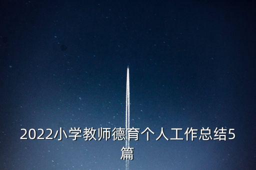 2022小学教师德育个人工作总结5篇