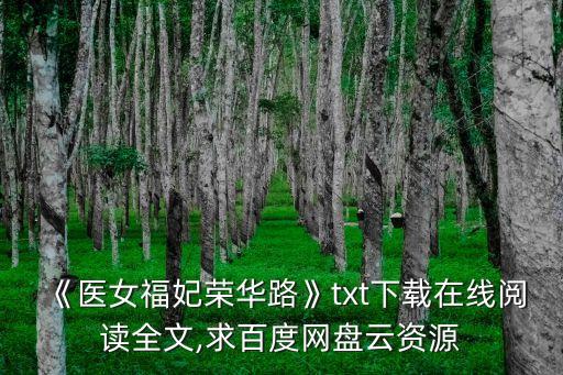 《医女福妃荣华路》txt下载在线阅读全文,求百度网盘云资源