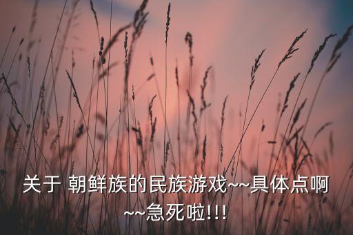 关于 朝鲜族的民族游戏~~具体点啊~~急死啦!!!