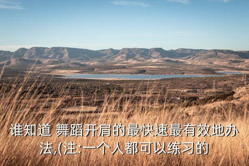 谁知道 舞蹈开肩的最快速最有效地办法,(注:一个人都可以练习的