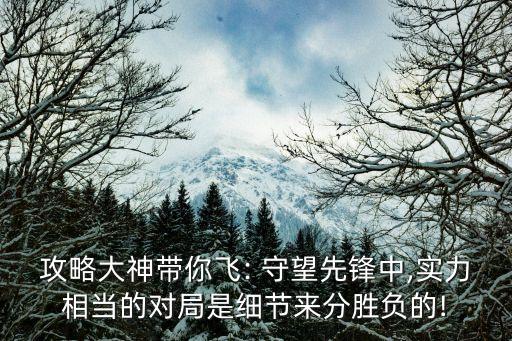 攻略大神带你飞: 守望先锋中,实力相当的对局是细节来分胜负的!