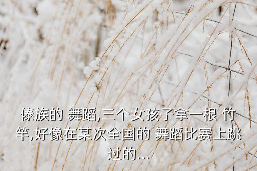 傣族的 舞蹈,三个女孩子拿一根 竹竿,好像在某次全国的 舞蹈比赛上跳过的...