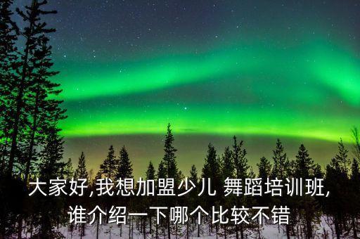 大家好,我想加盟少儿 舞蹈培训班,谁介绍一下哪个比较不错