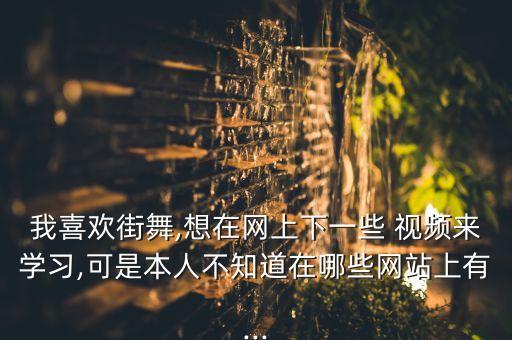 我喜欢街舞,想在网上下一些 视频来学习,可是本人不知道在哪些网站上有...