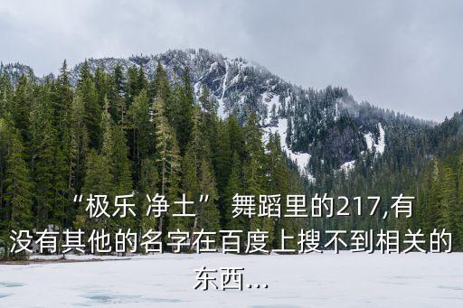 “极乐 净土” 舞蹈里的217,有没有其他的名字在百度上搜不到相关的东西...