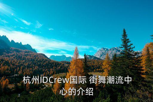  杭州IDCrew国际 街舞潮流中心的介绍