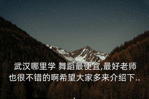 武汉教舞蹈,武汉舞蹈艺术学院