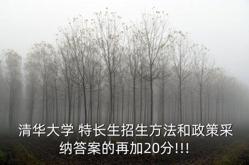 清华大学 特长生招生方法和政策采纳答案的再加20分!!!