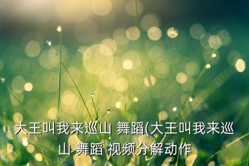 大王叫我来巡山 舞蹈(大王叫我来巡山 舞蹈 视频分解动作
