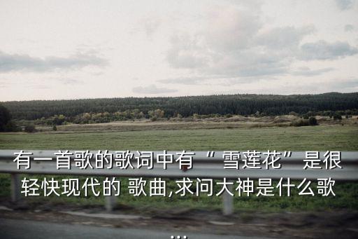 有一首歌的歌词中有“ 雪莲花”是很轻快现代的 歌曲,求问大神是什么歌...