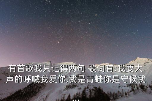 有首歌我只记得两句 歌词有:我要大声的呼喊我爱你,我是青蛙你是守候我...