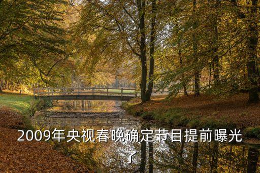 2009年央视春晚确定节目提前曝光了