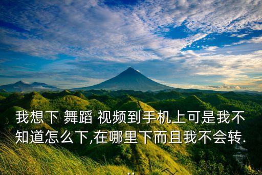 我想下 舞蹈 视频到手机上可是我不知道怎么下,在哪里下而且我不会转...