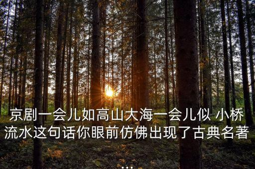 京剧一会儿如高山大海一会儿似 小桥流水这句话你眼前仿佛出现了古典名著...