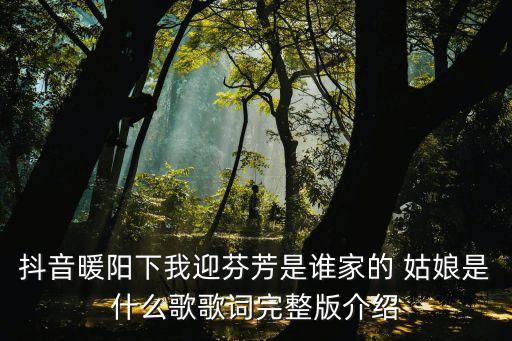 抖音暖阳下我迎芬芳是谁家的 姑娘是什么歌歌词完整版介绍