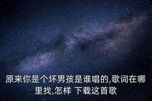 原来你是个坏男孩是谁唱的,歌词在哪里找,怎样 下载这首歌